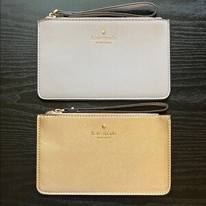 Like New kate spade Gold Metallic Leather & Lilac Wristlets.